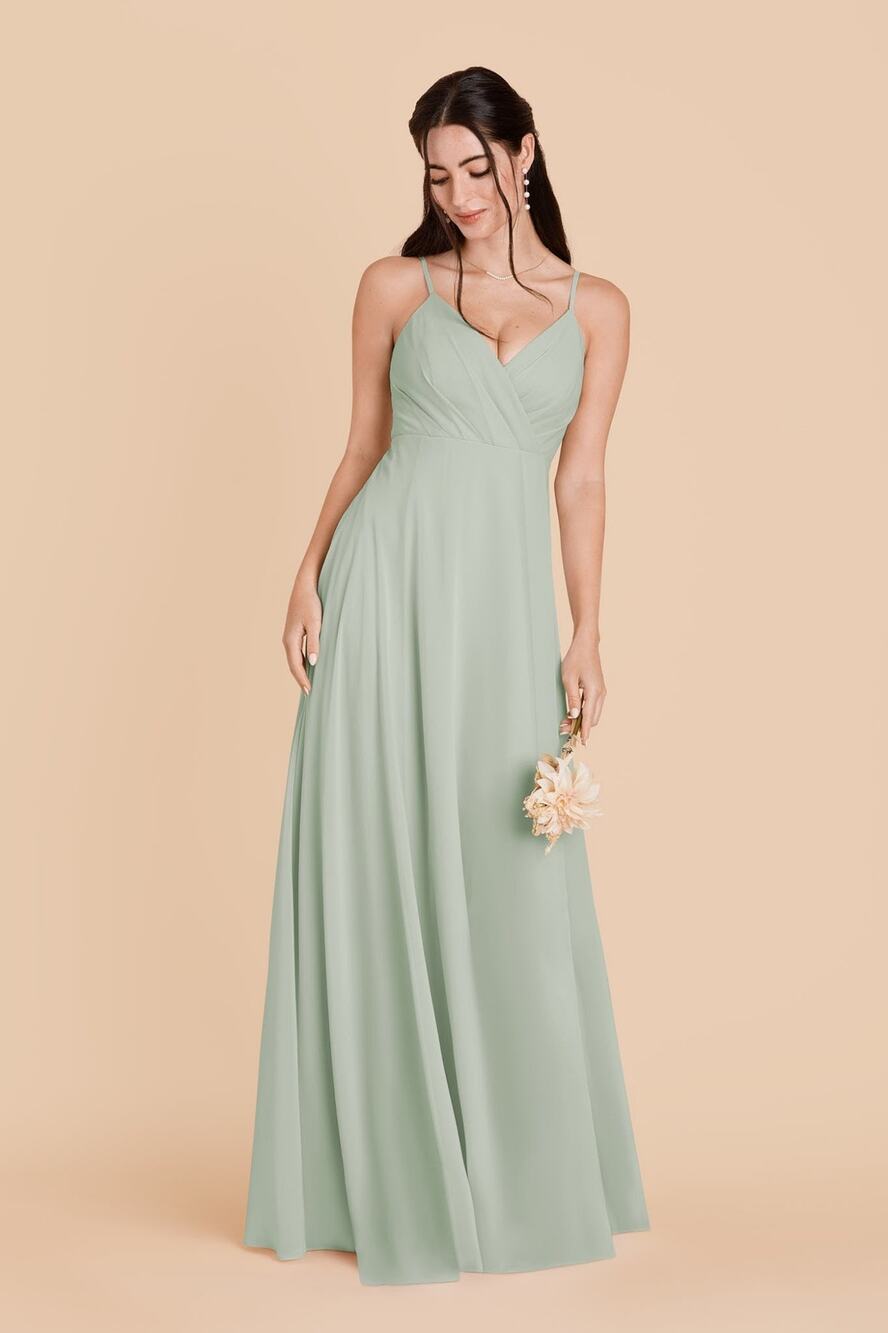NWT Birdy Gray Kaia Bridesmaid Dress Maxi Gown Chiffon Sage Green XL Wedding